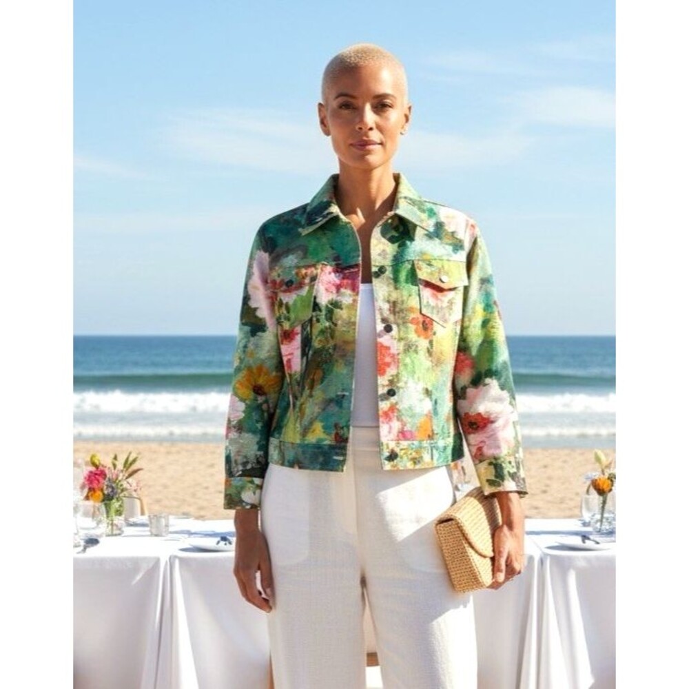 3 Sisters STUNNING NEW womens artsy crop summer jacket Large festival party